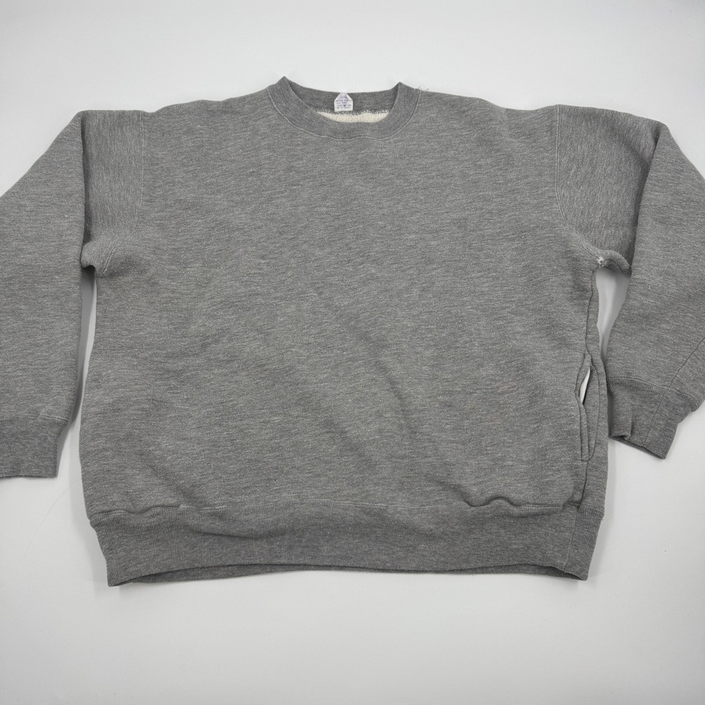 Vintage Heather‎ Gray Crewneck Sweatshirt Mens Medium Side Pockets 80/20 Cotton